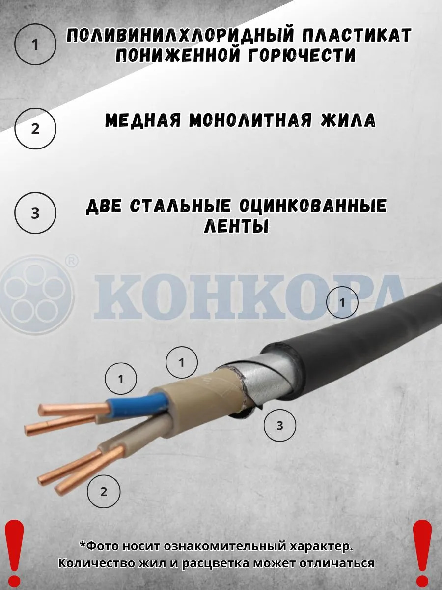 Конкорд Силовой кабель ВБШвнг(А)-LS 3 x 1.5 мм², 25м (6)